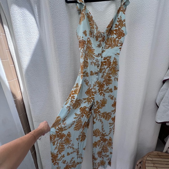 NWT FREE PEOPLE BE THE ONE JUMPSUIT 0 XS BLUE GOLD - Picture 2 of 6